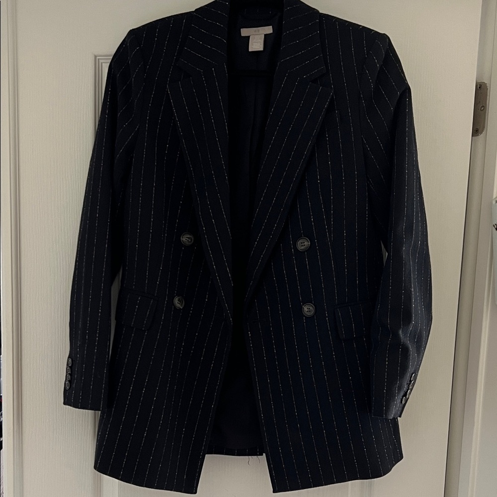 H&M Navy Pinstripe Blazer